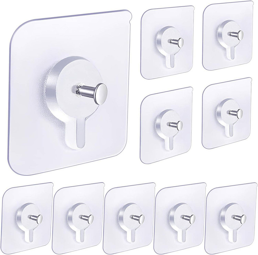 VESTURA Strong Adhesive Photo Frame Wall Hooks Sticky Hanger Holder for Homev Hook 10(Pack of 10)