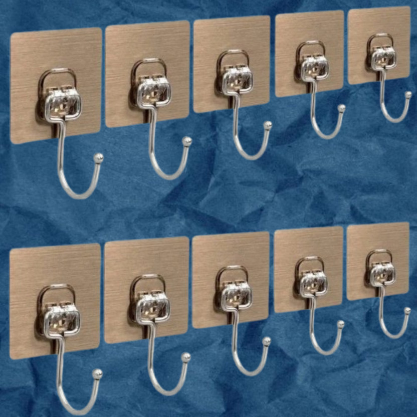 SPIVORA Swivel Motion Adhesive Hooks for Flexible Hanging 10 Pack Hook 10(Pack of 10)