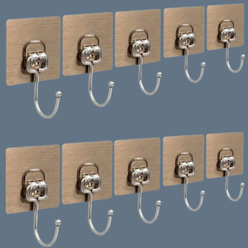 SPIVORA All Weather Adhesive Hooks for Indoor and Covered Outdoor Hook 10(Pack of 10)