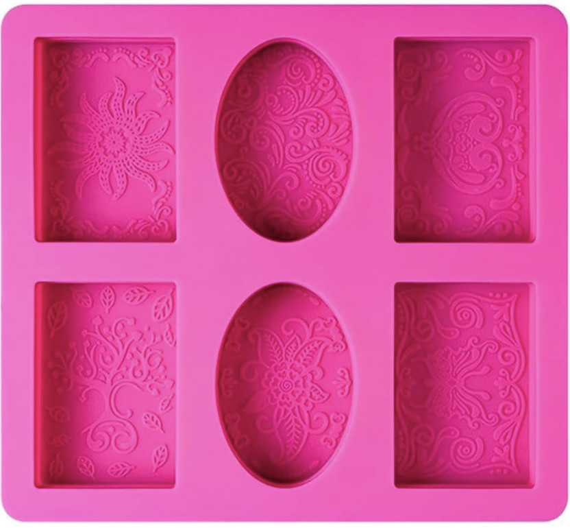 Grih Soukhya 6 Slots Oval shaped Silicone Mould For Soap and Candle making Pink Silicone Ice Cube Tray(Pack of1)
