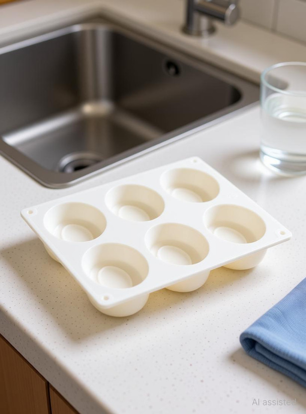 Grih Soukhya 6 Cavity/Slots Silicone Soap Mould for making Pears Soap, Oval Candles, Cake White Silicone Ice Cube Tray(Pack of1)