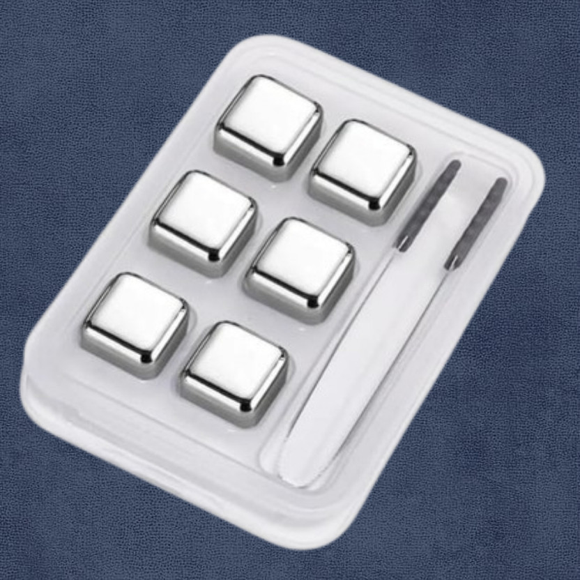 Kitchkarma Kitchkarma Premium Metal Ice Cubes Cooling Stones Bar Set Silver Steel Ice Cube Tray(Pack of6) - Flipkart Deal