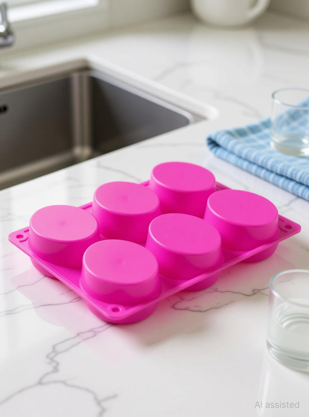 Grih Soukhya 6 Slots Oval shaped Silicone Mould For Soap and Candle making Pink Silicone Ice Cube Tray(Pack of1)