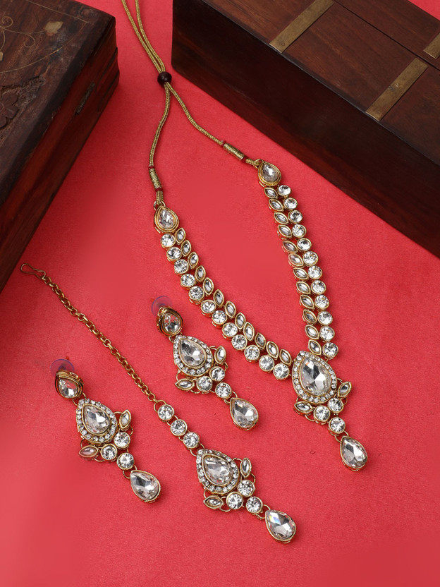 STYYLO FASHION Alloy Gold-plated Gold, White Jewellery Set(Pack of 1)