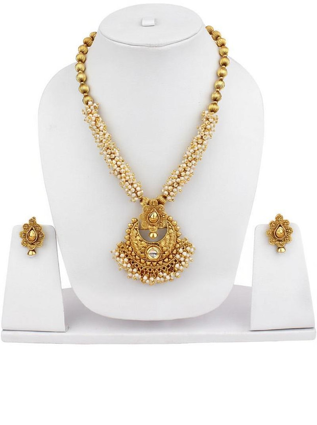 BHANA STYLE Alloy Gold-plated White, Gold Jewellery Set(Pack of 1)