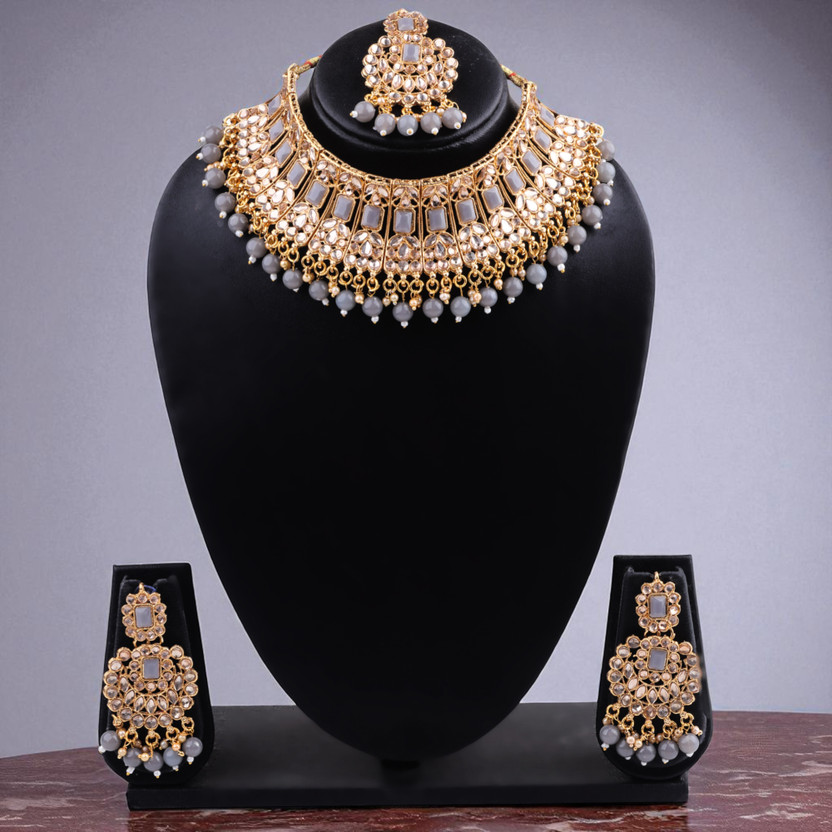 Tulsi Tulsi Art Jewels Alloy Gold-plated Grey Jewellery Set(Pack of 3) - Flipkart Deal