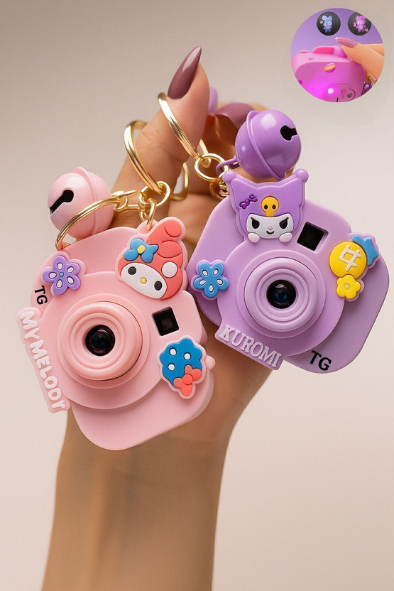 A TO Z ONLINE STORE Cute Cartoon Camera Projector Keychain with LED Light Camera Shape Key Ring Key Chain
