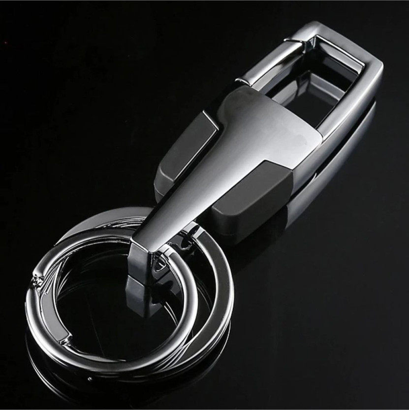 A TO Z ONLINE STORE Stylish Hook Locking Silver Metal Carabiner Double Ring Hook Metal Key Chain Key Chain