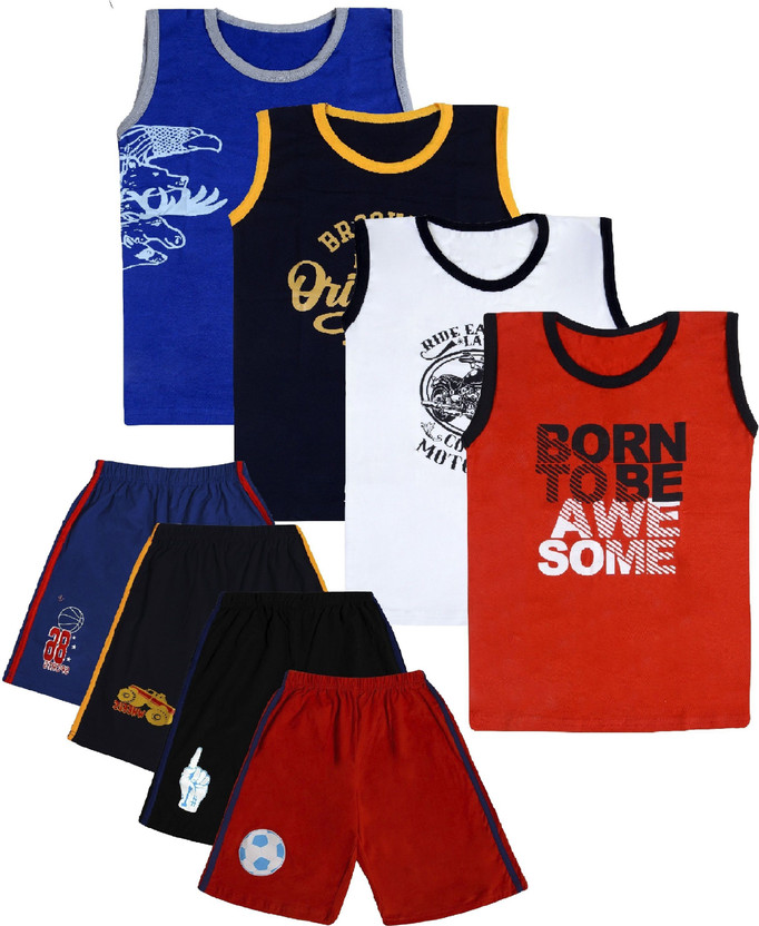 fasla Baby Boys Casual T-shirt Shorts(Multicolor)