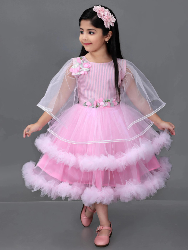PN PN fashion Girls Below Knee Festive/Wedding Dress(Pink, Fashion Sleeve) - Flipkart Deal