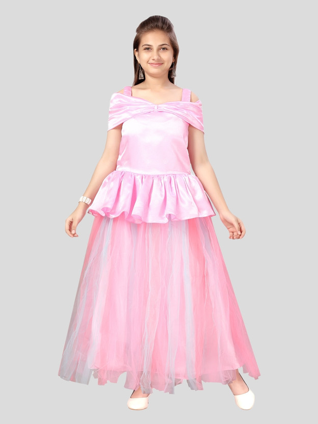 GLOBAL GLOBAL NOMAD Girls Maxi/Full Length Casual Dress(Pink, Sleeveless) - Flipkart Deal