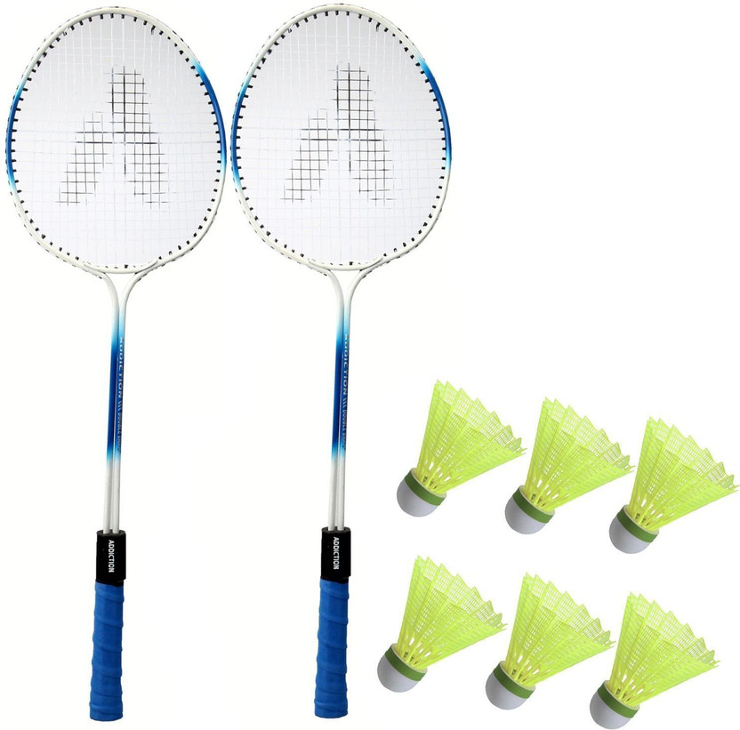 NS Sports Double Shaft Badminton Racket Combo Kit Set Of 2 Racquet With 6 Pcs Shuttlecock Badminton Kit