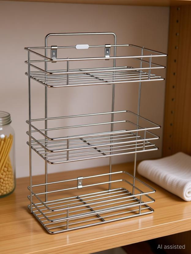 Value Value Adds Containers Kitchen Rack Steel Value Adds presents a stainless steel 3 layer - Flipkart Deal