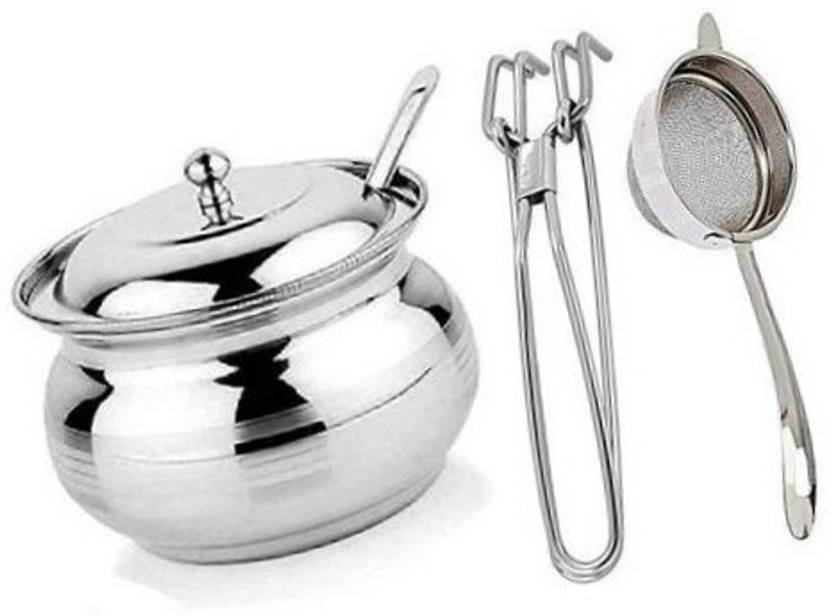 Stainless Steel Ghee Pot, Steel Wire Pakkad, Tea Strainer Kitchen Tools
