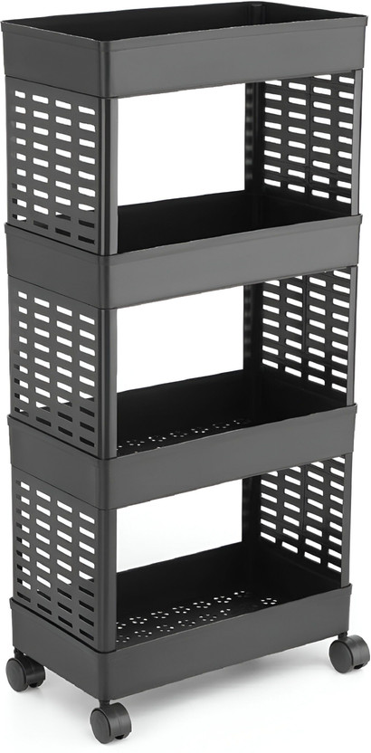 HOMANTA Multi-Purpose 4-Tier Storage Plastic Kitchen Trolley(Pre-assembled)