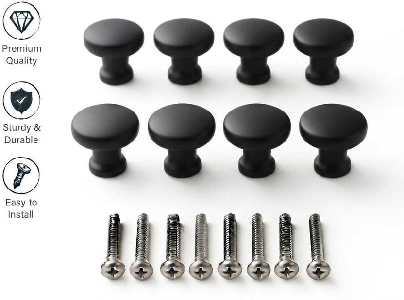 ZMS ZMS "Premium Stainless Steel matt black knob pack of 8 Stainless Steel Cabinet/Drawer Handle(Black Pack of 16) - Flipkart Deal