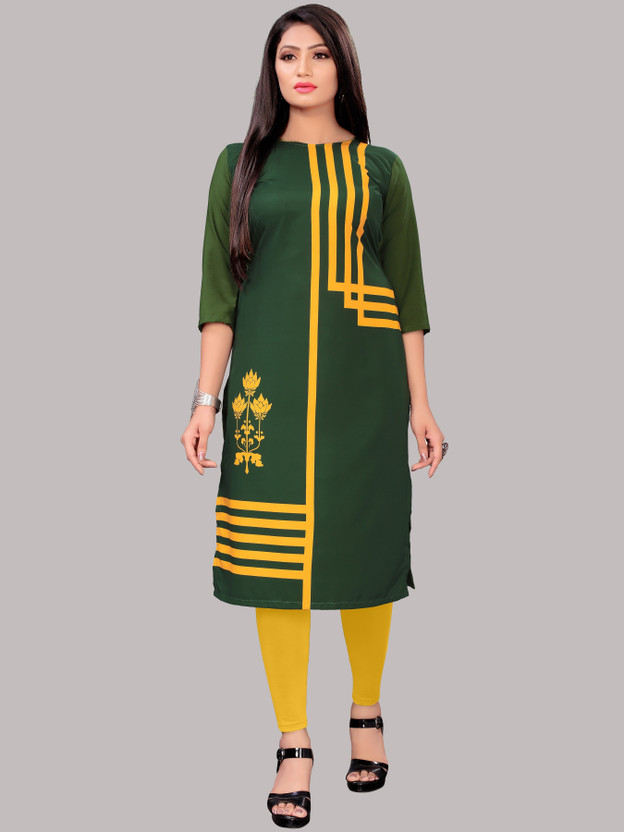 Modli 20 Fashion Women Printed Flared Kurta(Green)