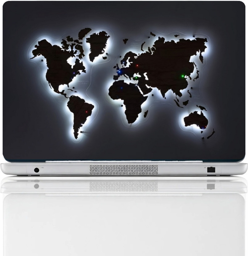 TheDeskCo World Map Laptop Skin Matte Black Travel Theme Sticker Premium Vinyl Sticker Wrap, Perfect for all Laptops, HD Quality Laptop Skin Compatible for 15.6 inch(Theme: Illustrations)