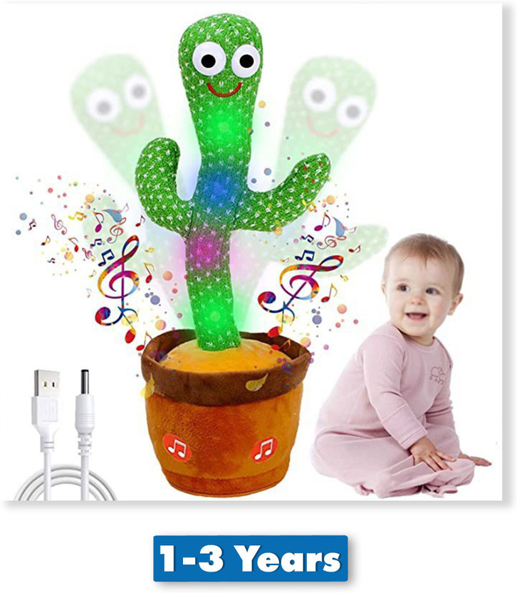 totoy Toy Talking Plant Plush Voice Repeat, Recording 120+ Song(Green)