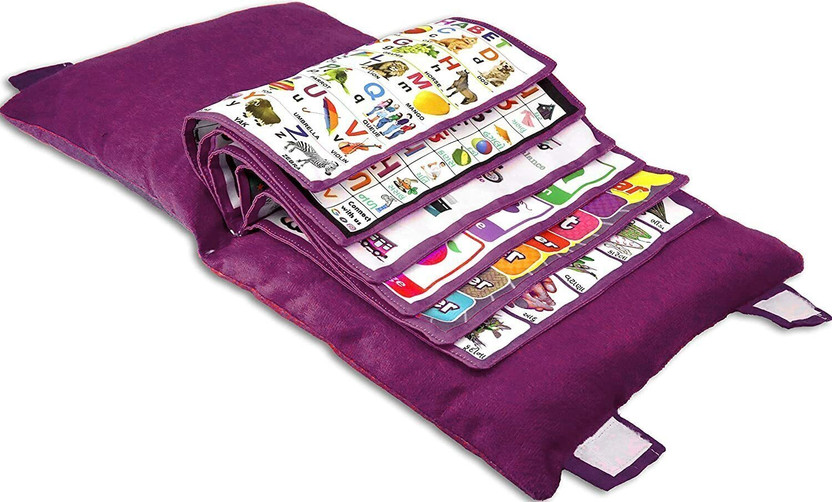 himanshu tex Soft Pillow Book with English Alphabets,Numbers,Spellings for Playing Kids(Purple)