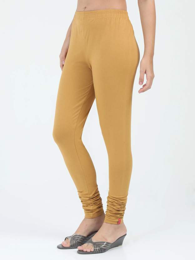 RUNSTARS Churidar Length Ethnic Wear Legging(Gold, Solid)