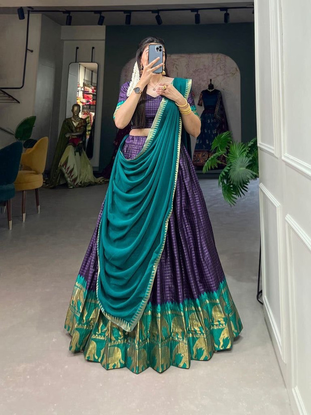 niv niv Embellished Semi Stitched Lehenga Choli(Purple) - Flipkart Deal