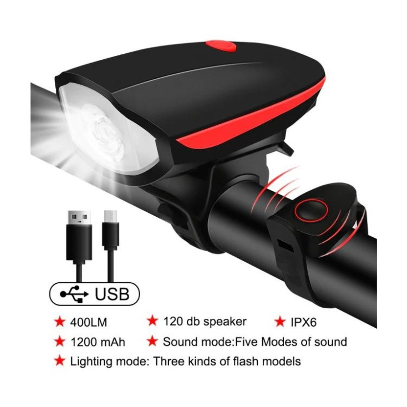 HAPPYRIDER HAPPYRIDER USB Rechargeable 2-in-1 Bicycle Horn LED Front Light Bell(Red) - Flipkart Deal