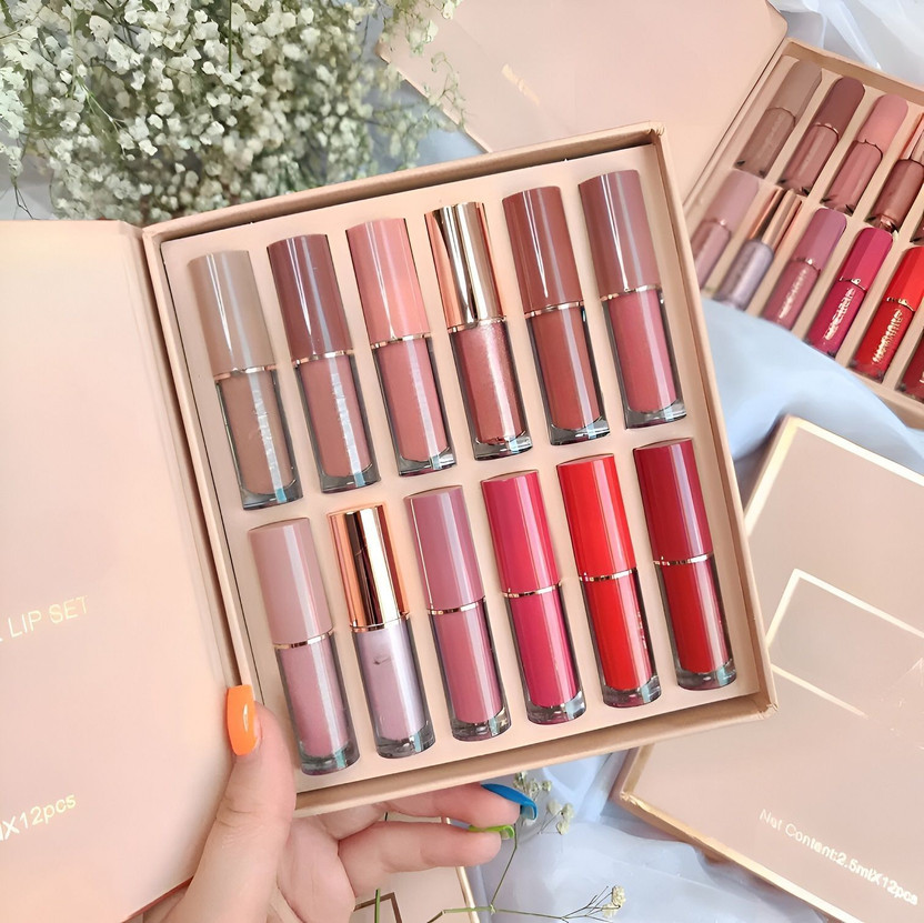 BUY HUDA Wedding Special – 12 pcs Lipstick Set for Bridesmaids(RED, BROWN, NUDE, PINK, 2.5492 g)