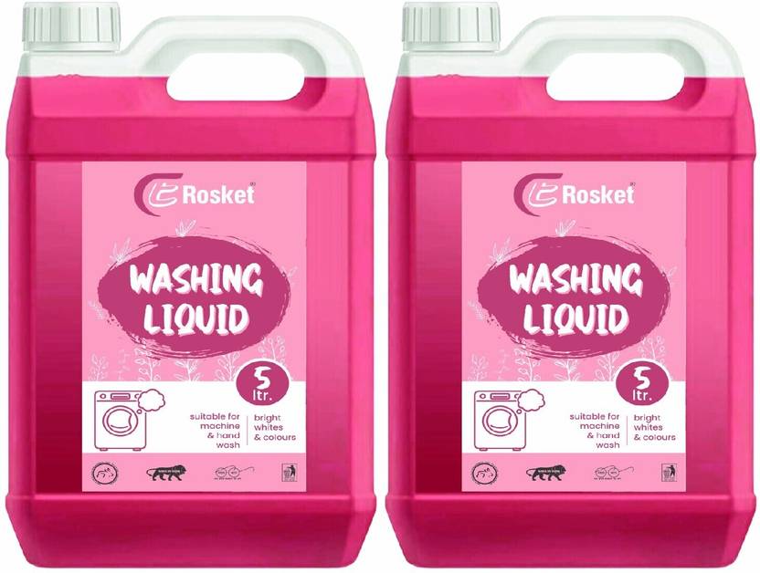 EROSKET Washing machine liquid detergent top load and front load -pink (10 ltr) Multi-Fragrance Liquid Detergent (2 x 5000 ml)