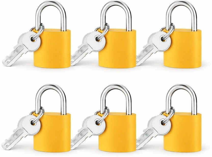 HUNZA Heavy Duty Padlock Set of 6 Luggage & Locker Lock(golden)