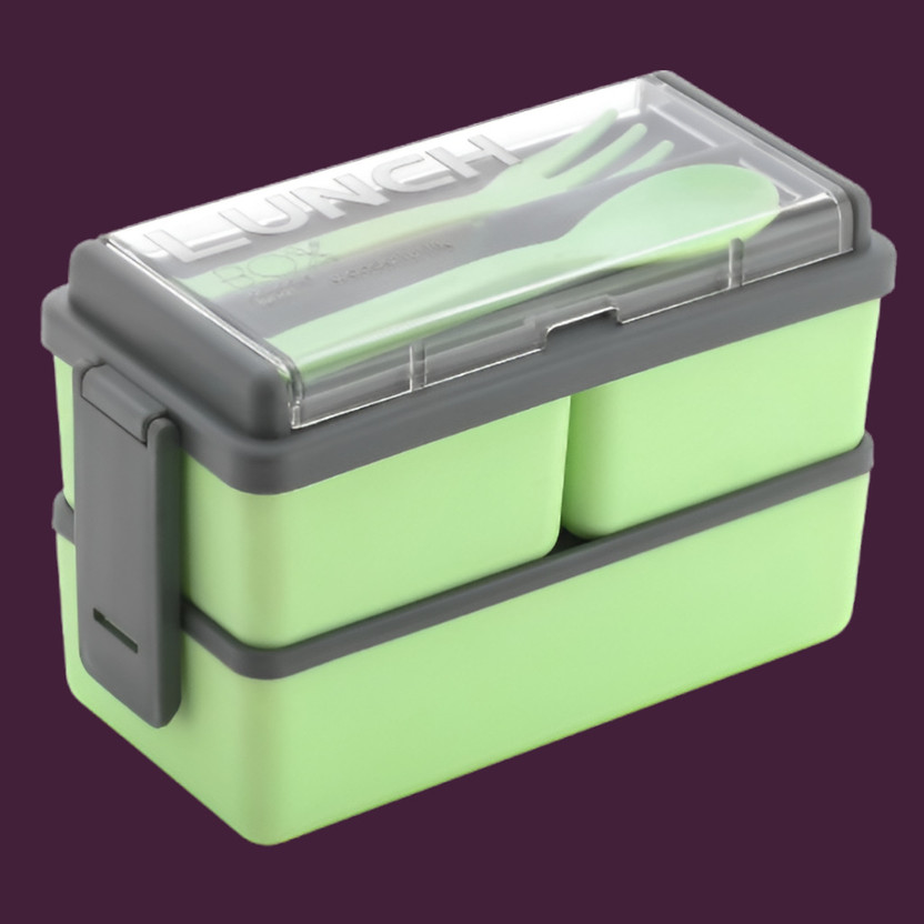 COZYBUYER LunchNest Stackable Meal Box with Reusable Spoon and Fork Set 1 Containers Plastic School Lunch Box(1400 ml)