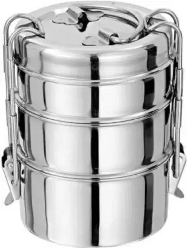 Stainless Steel Lunch Box Pack Of 1 Tiffin Box 3 Containers Lunch Box