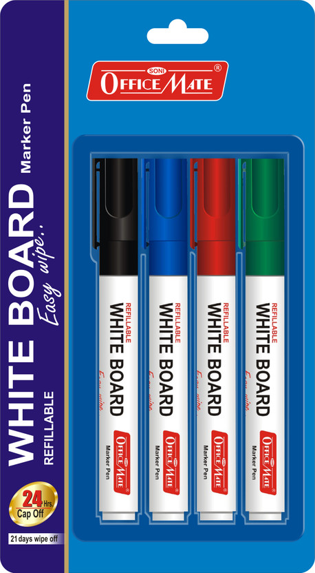 Soni Officemate Whiteboard Markers in Blister (pack of-4)(Set of 4, Multicolor)