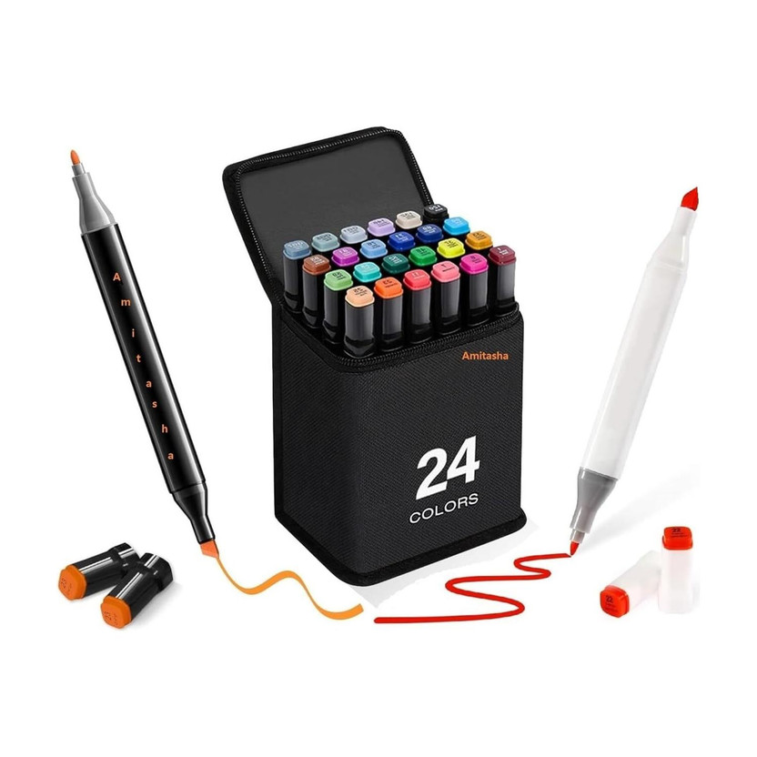 Harinder 24 Pc Dual Tip Highlighter & Marker Set for Drawing,Sketching & Coloring Artists(Set of 24, Multicolor)