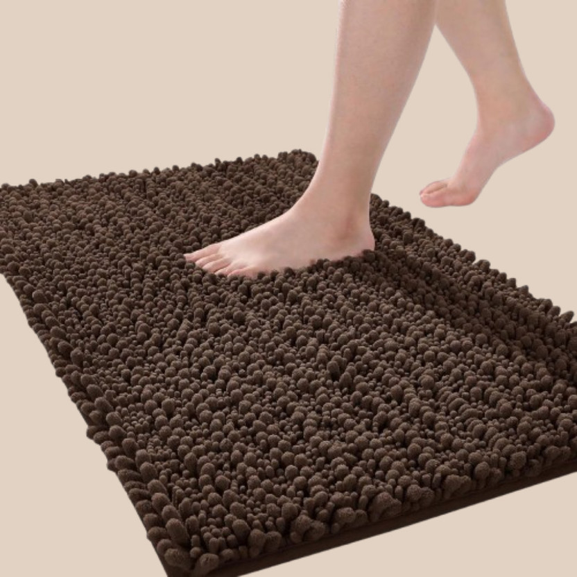 BESTOTTAM Cotton Bathroom Mat(Brown, Free)