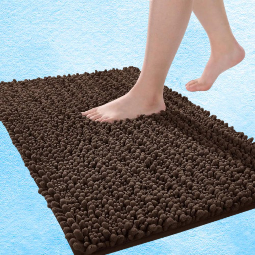 BESTOTTAM Cotton Bathroom Mat(Brown, Free)