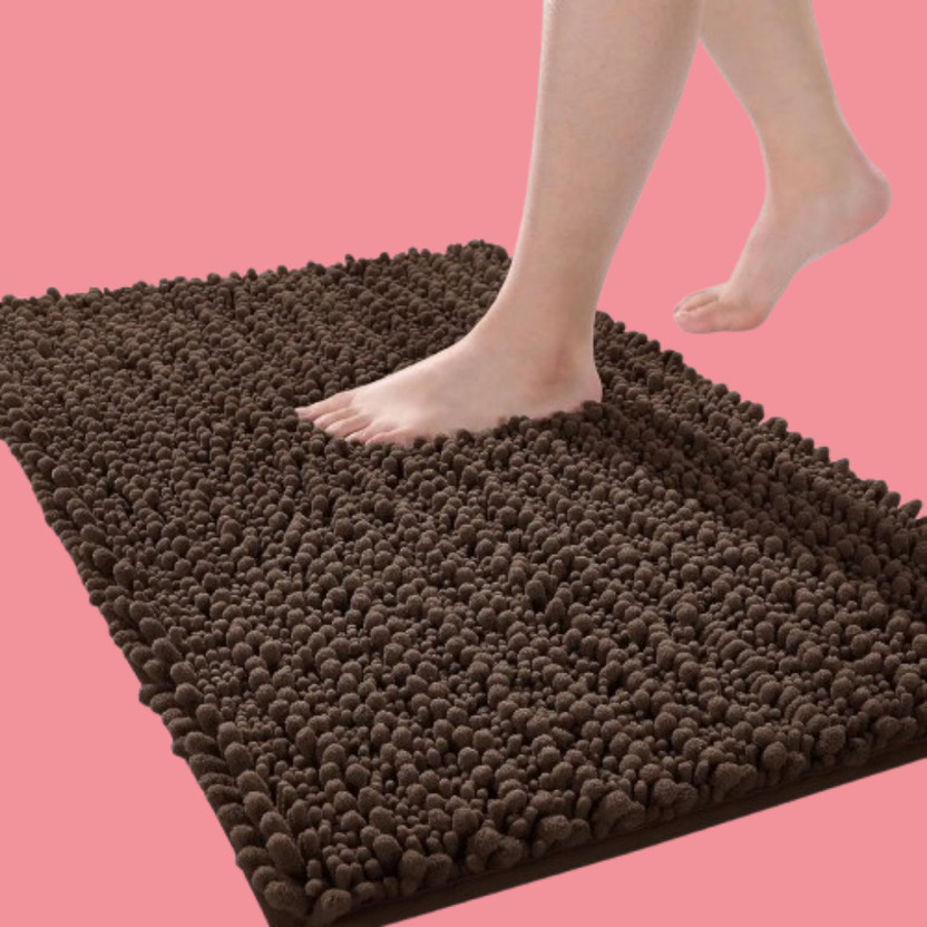 BESTOTTAM Cotton Bathroom Mat(Brown, Free)