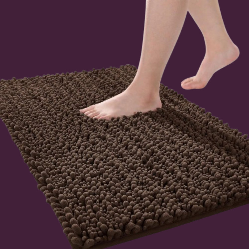BESTOTTAM Cotton Bathroom Mat(Brown, Free)