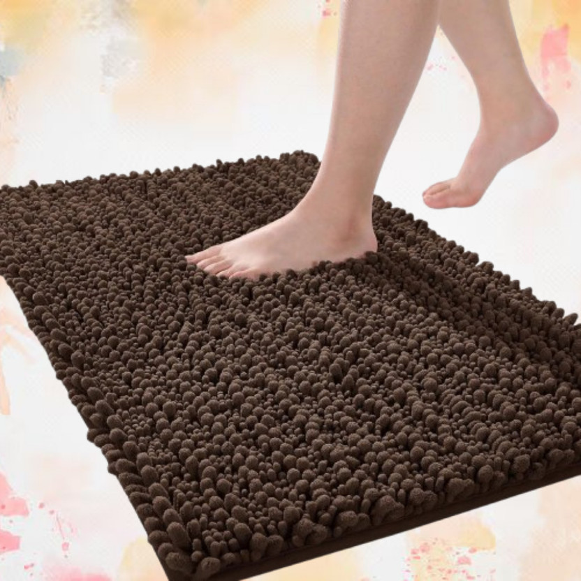 BESTOTTAM Cotton Bathroom Mat(Brown, Free)