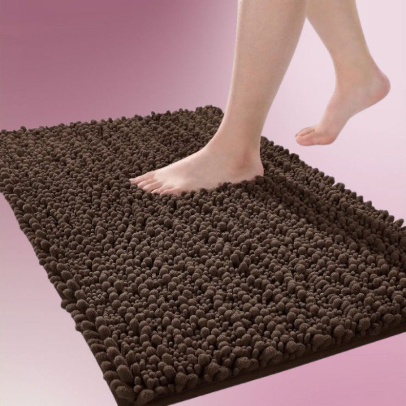 BESTOTTAM Cotton Bathroom Mat(Brown, Free)