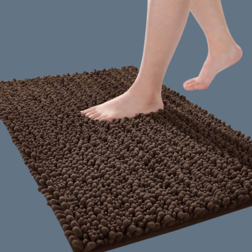 BESTOTTAM Cotton Bathroom Mat(Brown, Free)