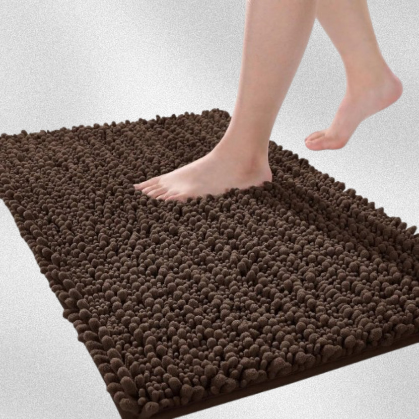 BESTOTTAM Cotton Bathroom Mat(Brown, Free)