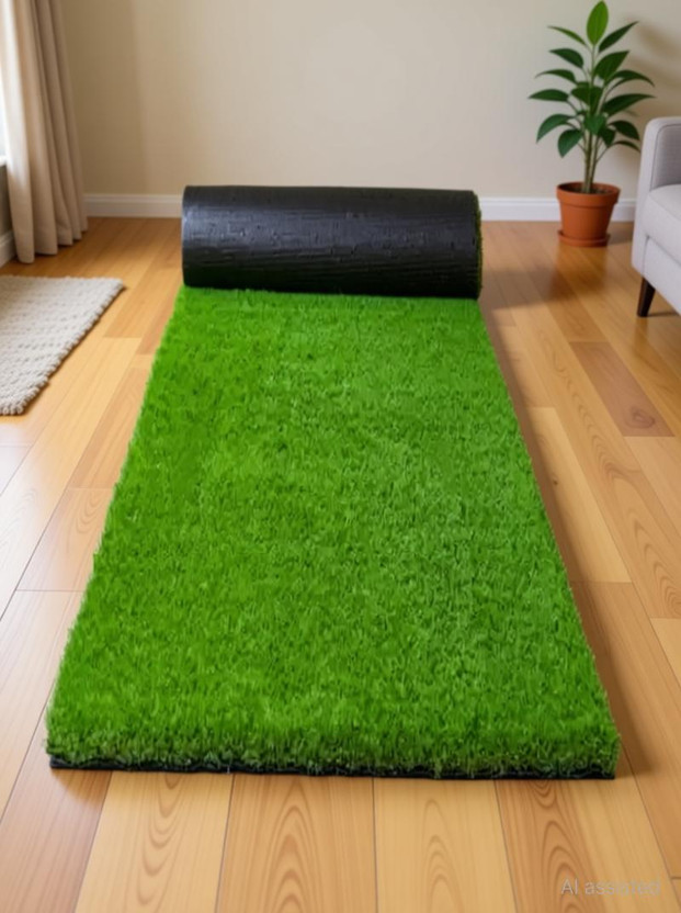 AAVAHAN Artificial Grass Floor Mat(Green, Free)