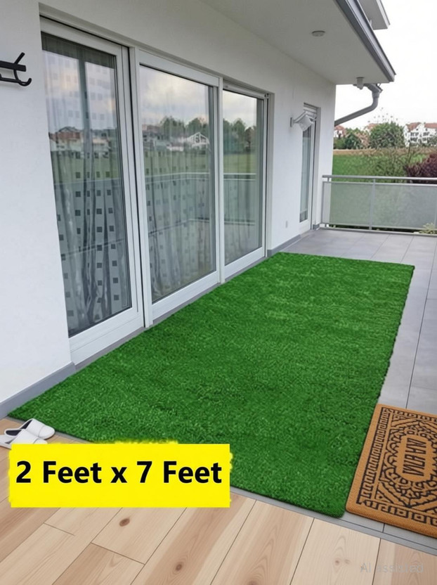 AAVAHAN Artificial Grass Floor Mat(Green, Medium)