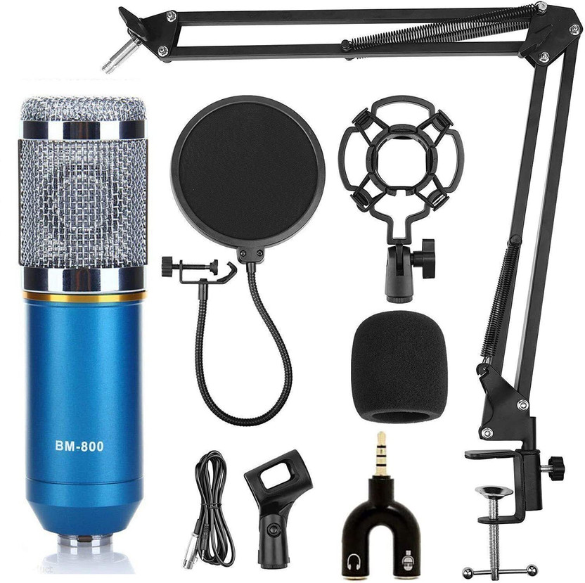 SOUVENIR BM800 Condenser Microphone Broadcasting Studio Recording Home Studio Mic Kit Podcasting, Gaming, Singing & Live Streaming Professional Studio Microphone Set(Black)