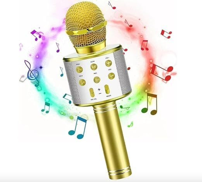 Seraphic Wireless Karaoke Mic with Audio Recording USB Charging, Card Slot Headphone Port Microphone