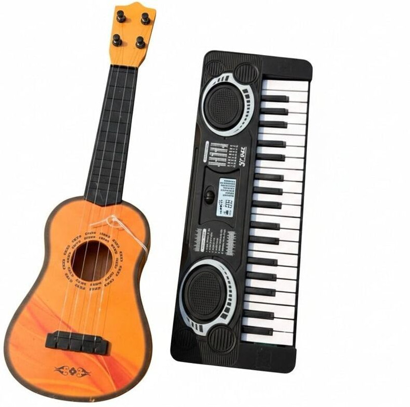 IJAYTOYS Combo Mini Digital Music Piano Keyboard & Mini Musical Guitar for Children(Multicolor)