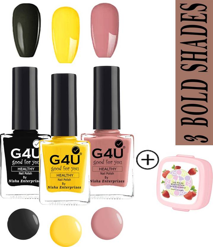 G4U 3 Pcs. Bold Shades Nail Paint Set 072022A30 Lemon Yellow, Black