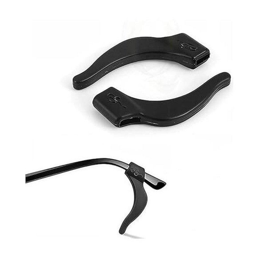 QEEIG Eyeglass Ear Grips Anti-Slip Hook Holder Silicone Protectors Elastic Black 1Pair Hand Grip/Fitness Grip(Black)
