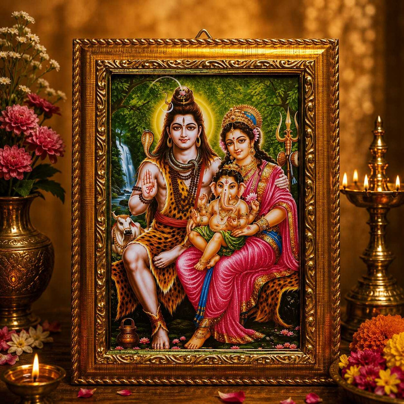 KUS RAM Lord Shiv Parivar Religious Frame